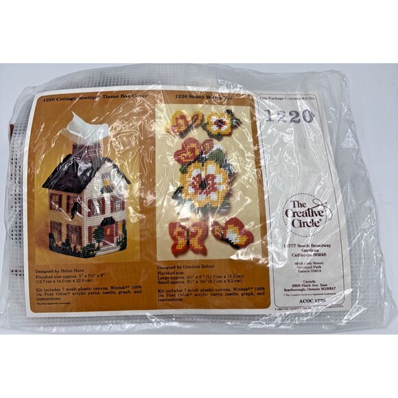 Vintage The Creative Circle Stitchery KIT  #1220, 1226 USA Butterflies & Cottage - Picture 2 of 14